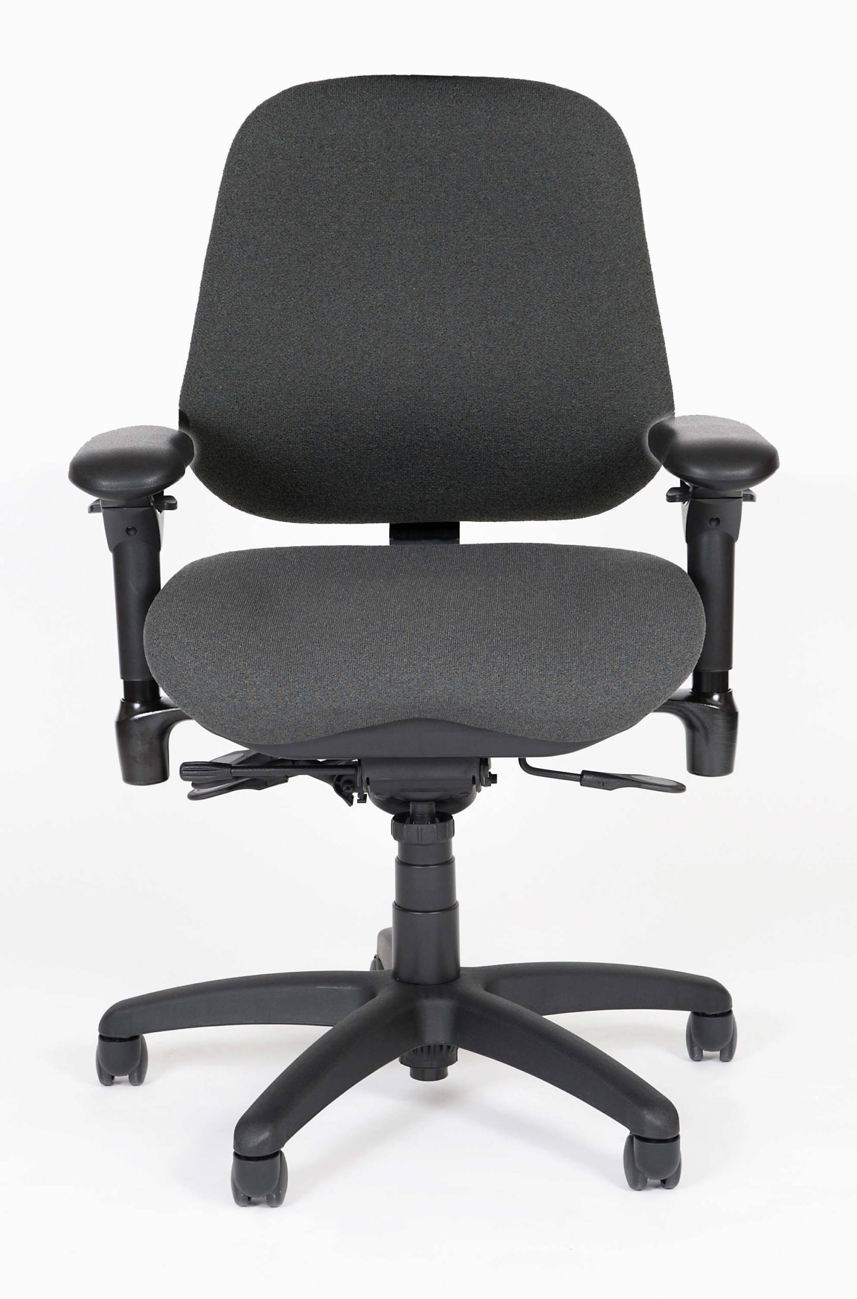J2407 Mid Back Task Chair Gray Fabric Black Base Front View