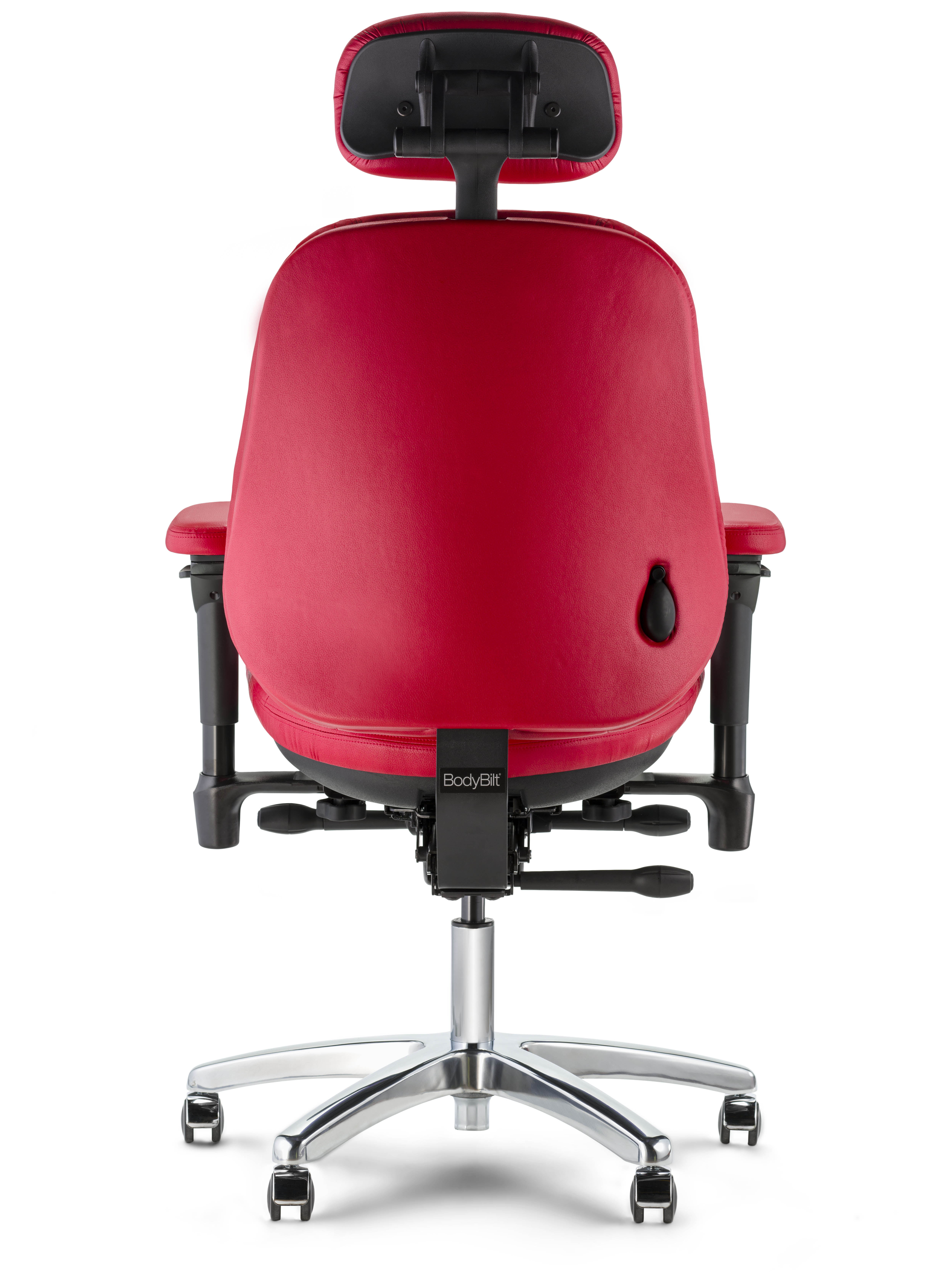 R3507 executive chair chrome base Brisa Rose Red back view