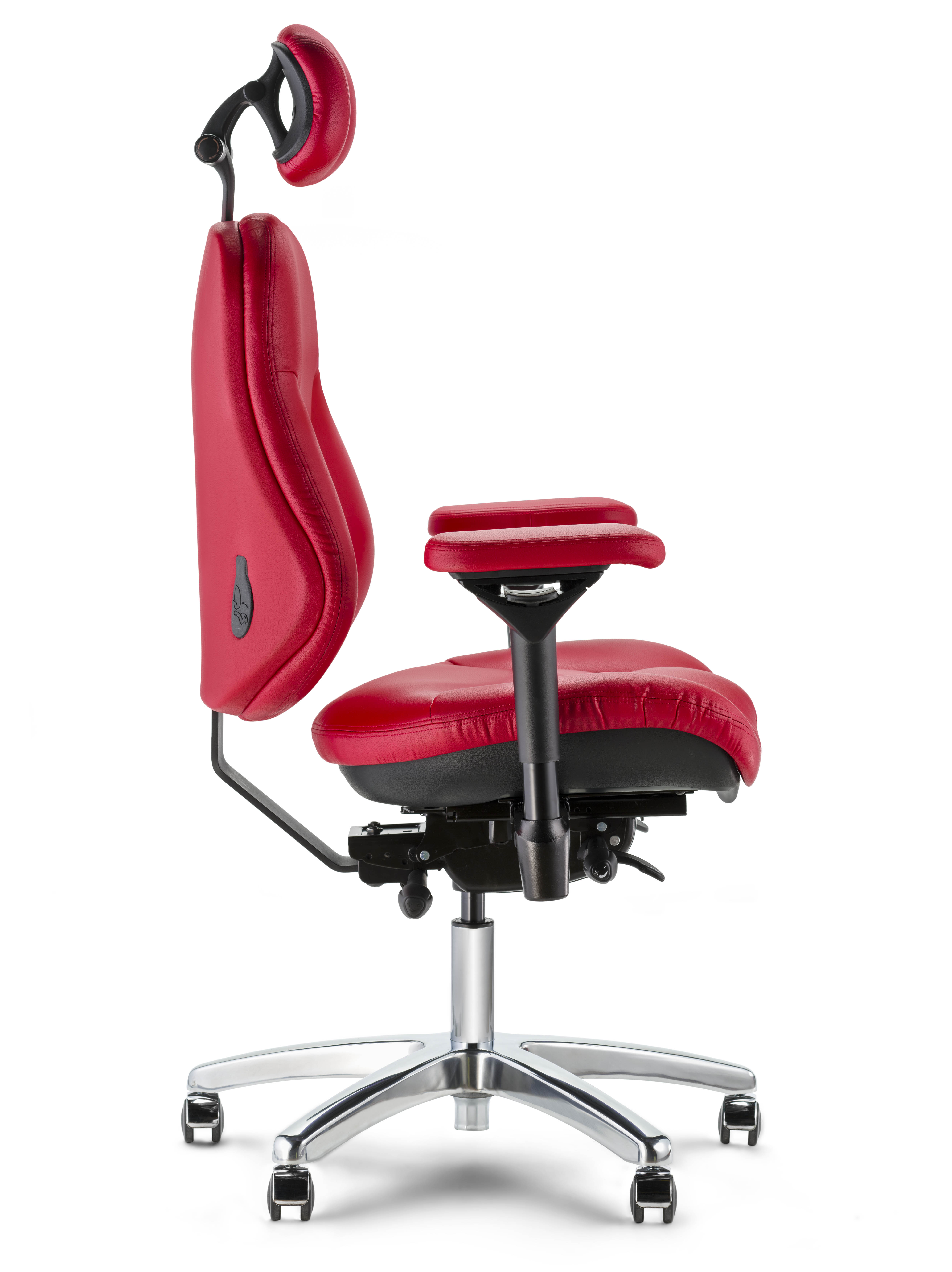 R3507 S1 executive chair chrome base Brisa Rose Red side view