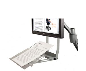 Sit Stand Document Holder in Silver Attached to Monitor