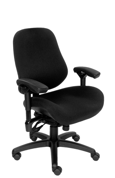 J2509 High Back Task Chair Black Fabric Black Base Right Angle