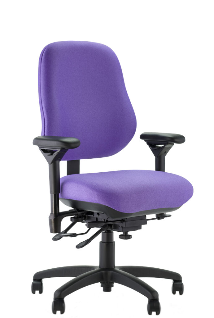 J2509 High Back Task Chair Purple Fabric Black Base Right Angle