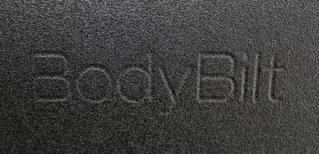 Bodybilt logo embossed in black textured surface
