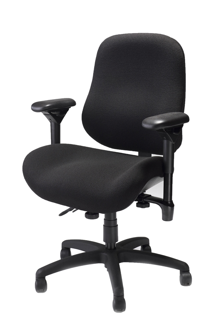 J2504 XL Task Chair Black Fabric Black Base Left Angle