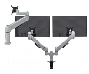 Back View of a Single Arm and Dual Monitor Arm
