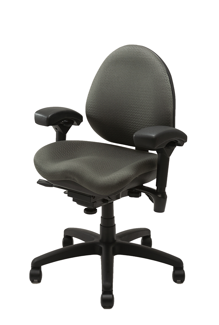 J757 Mid Back Task Back and Seat in Gray Fabric Black Base Left Angle