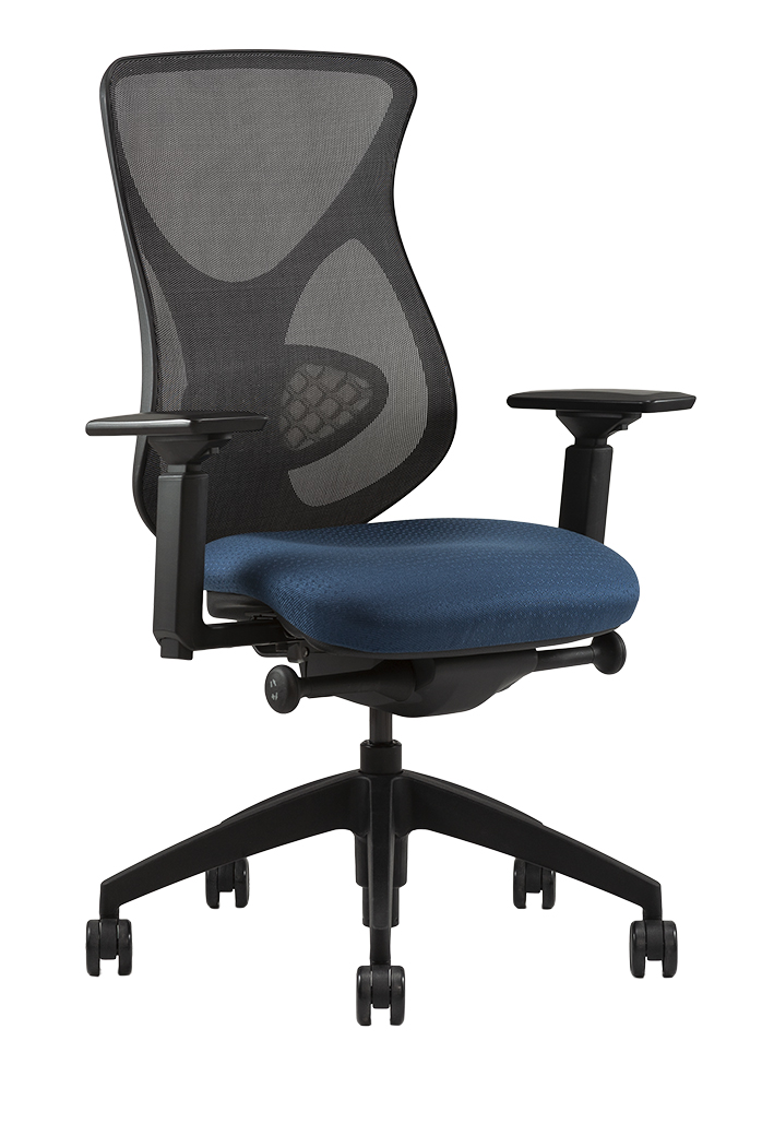 Midcelli A2806 black mesh back black base and blue staccato seat