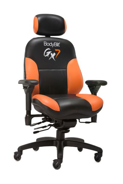 GX7 gaming chair orange and black right angle