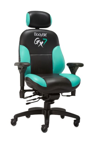 GX7 gaming chair green and black right angle